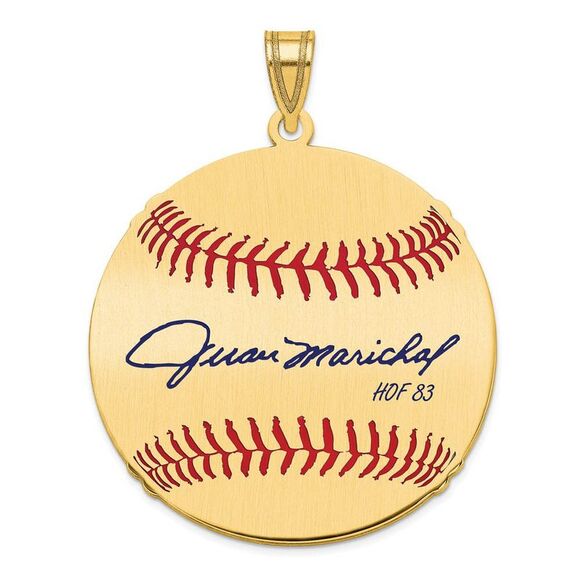 14K Gold Plated Juan Marichal Signature LG Enamel Baseball Pendant
